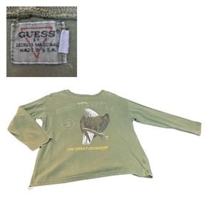 1990s Guess Georges Marciana Eagle Print T Shirt USA Made / Women’s XL *